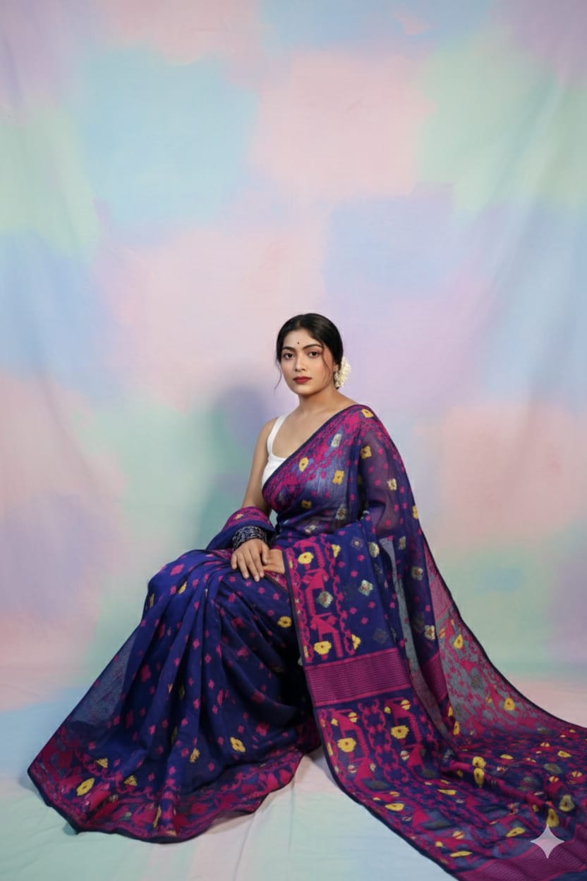 Premium Resham Dhakai Jamdani Saree