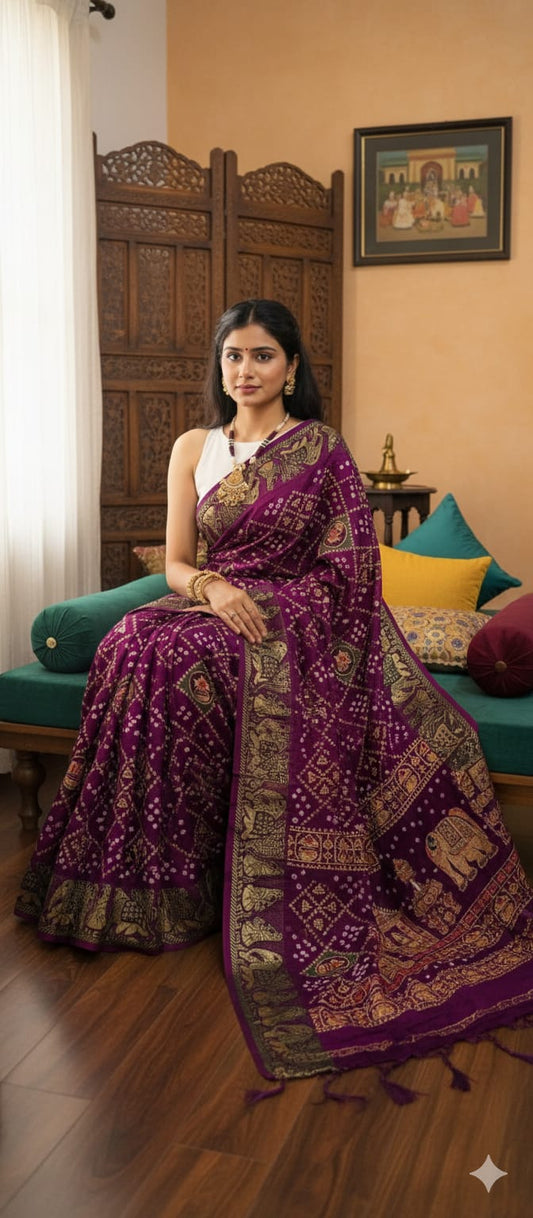 Art Silk Saree With Computer Work