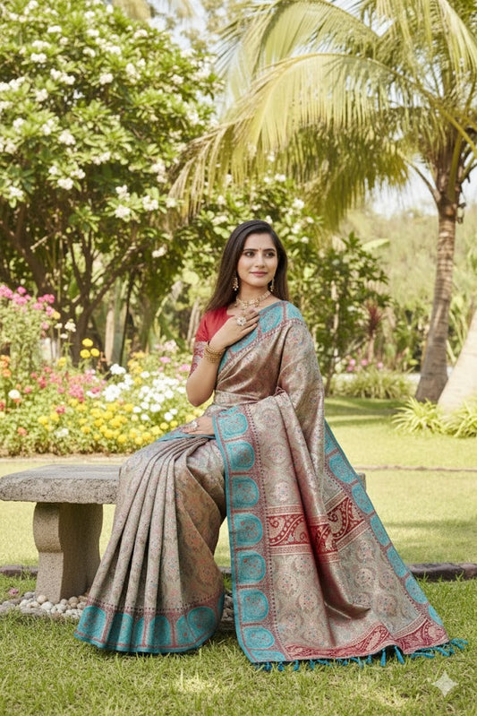 Soft Silk Kanjivaram Saree-Blue