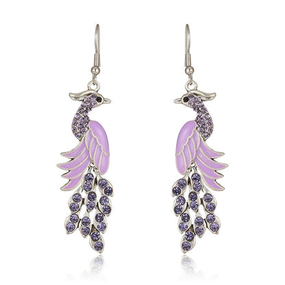 European And American Texture Peacock Earrings Retro