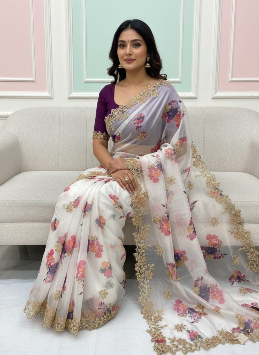 Pure Khadi Organza Saree (D-0311)