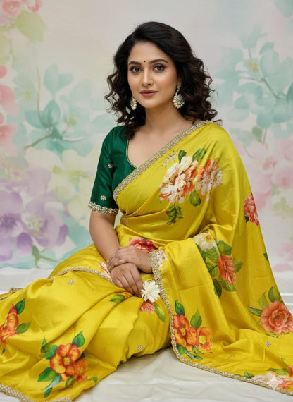 Smooth Chinnon Digital Saree