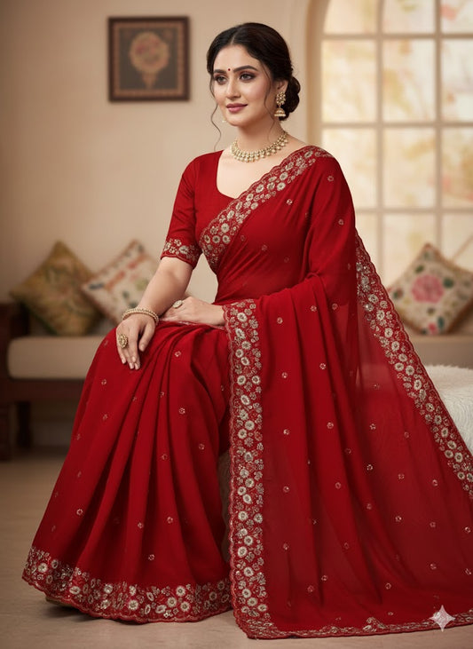Soft Crush Silk Saree With Thread & Sequince