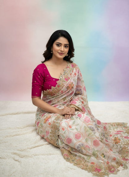 Pure Khadi Organza Saree (D-0311)