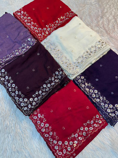 Soft Crush Silk Saree With Thread & Sequince