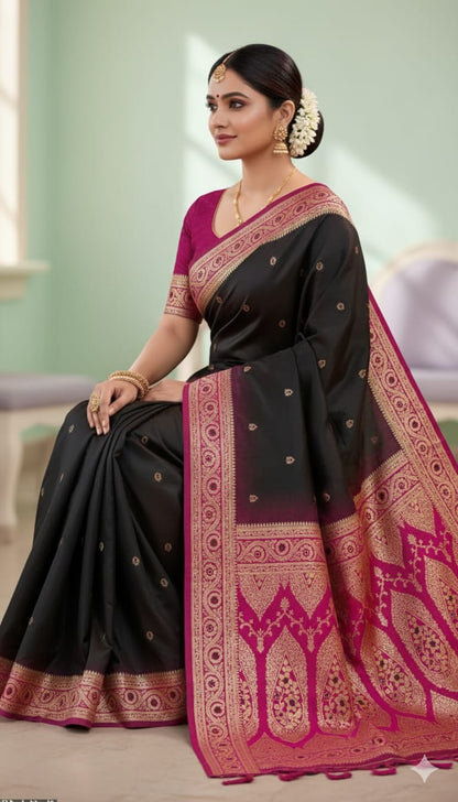 Contrast Bridal Banarasi Saree