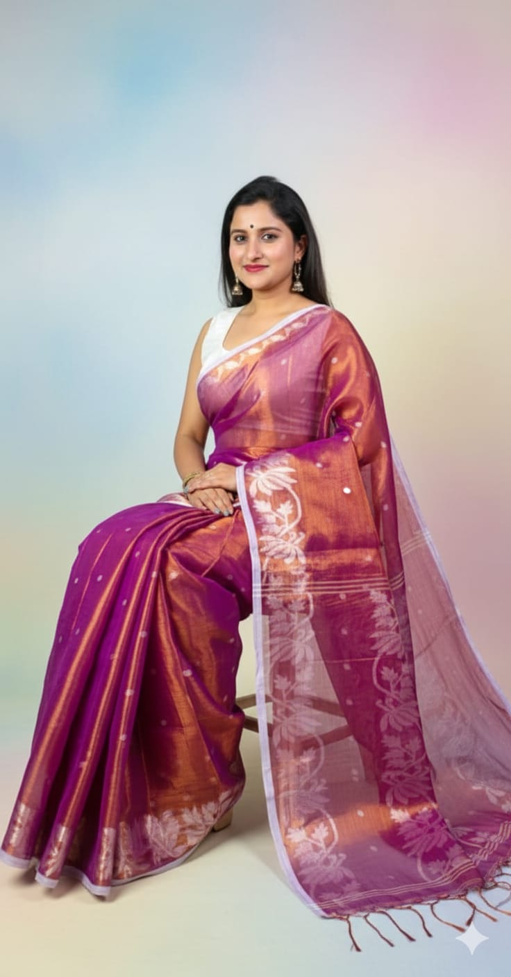 Pure Raga Tissue Jamdani Saree