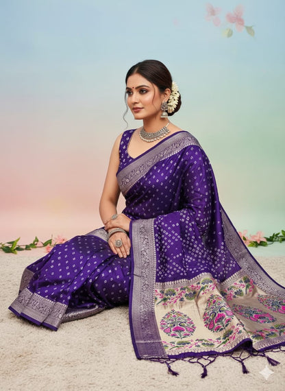 Kanjivaram Border Bandhej Series Saree  (D-1711)