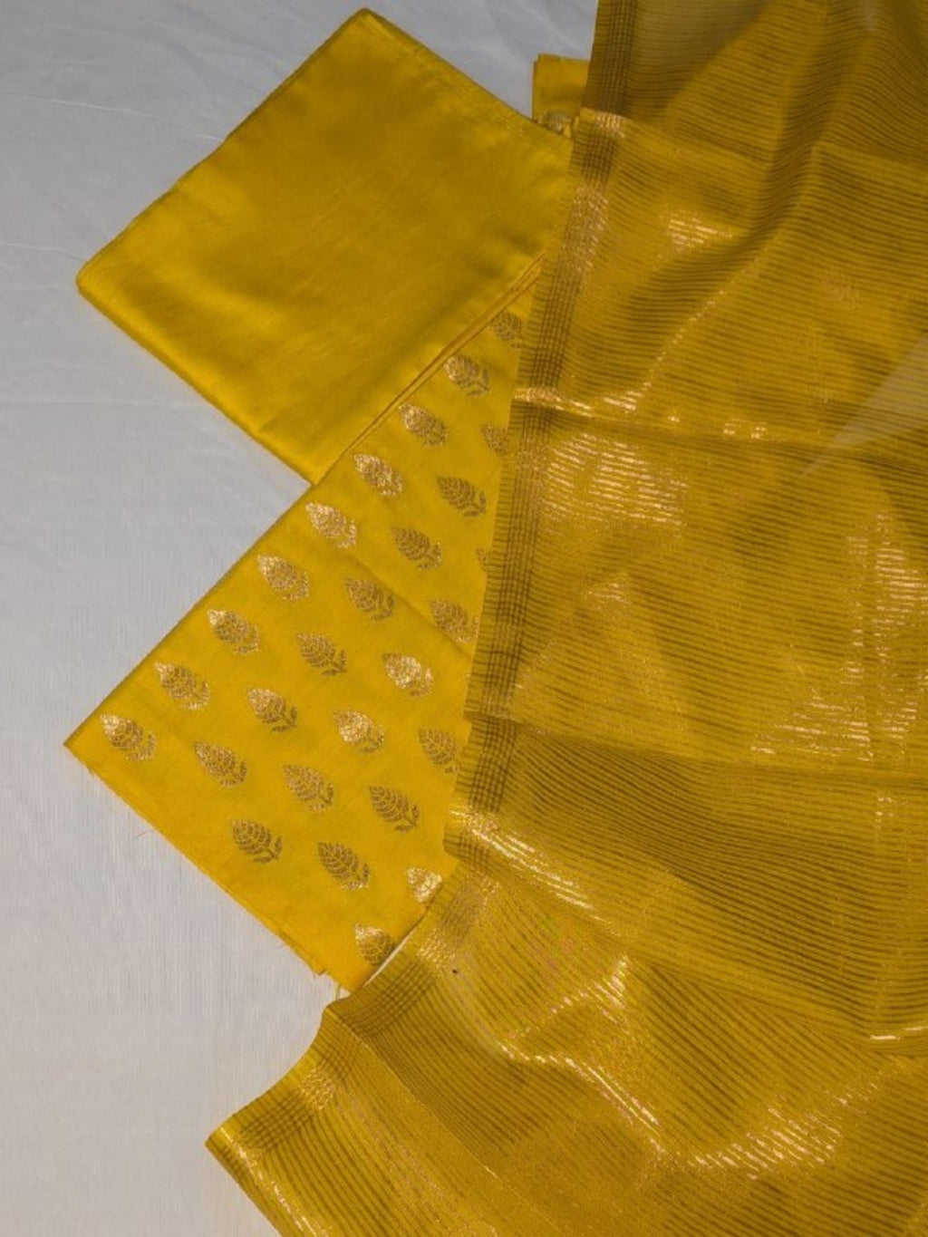 Banarsi Cotton Silk 3pc Unstitched Suit Zari Weaving Suit