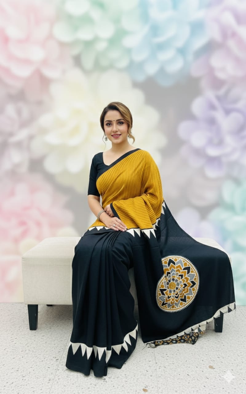 Ajrakh Gajji Bandhej Saree