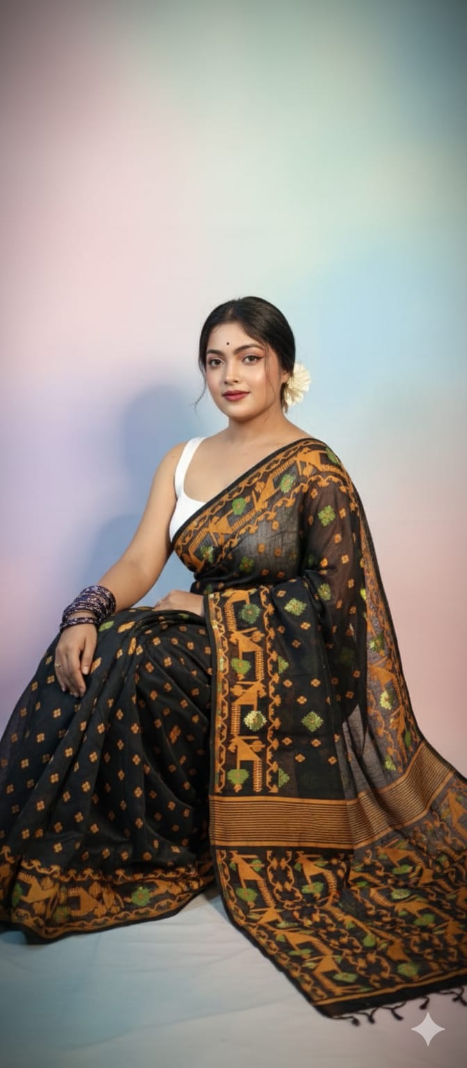 Premium Resham Dhakai Jamdani Saree