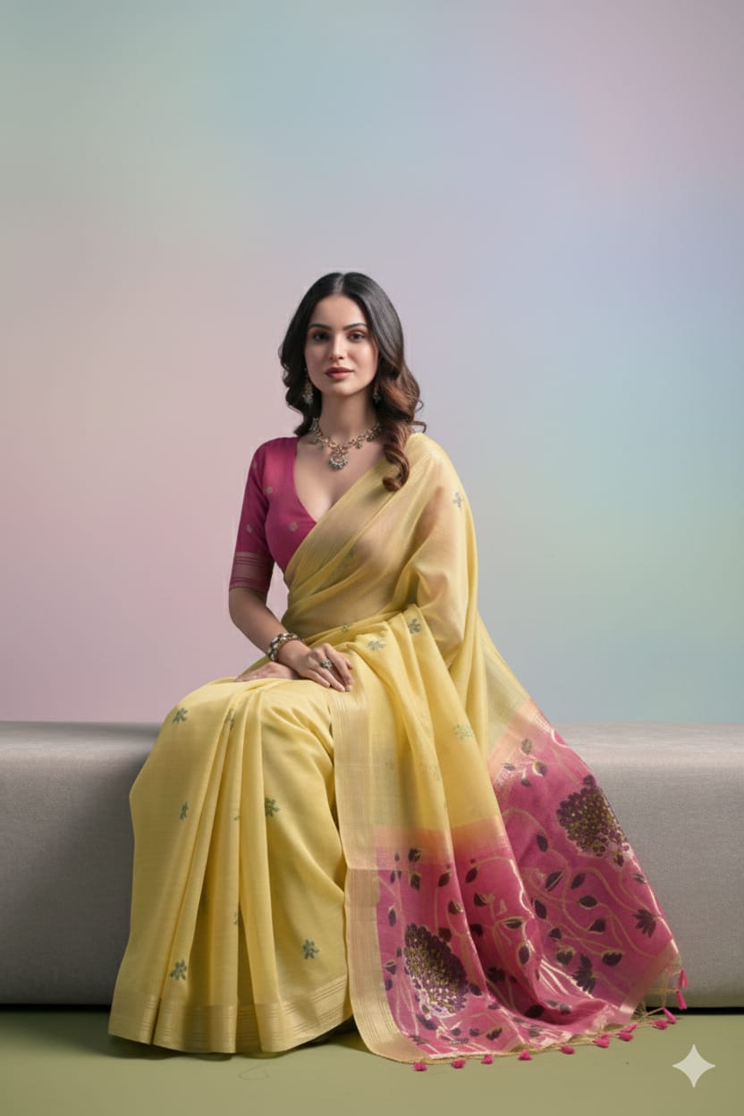 Soft Muga Cotton Saree
