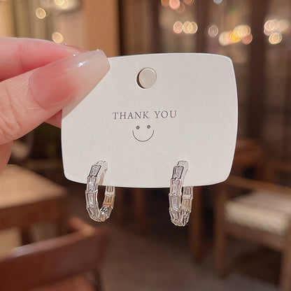 Jewellery Silver Needle Simple Zircon Eardrop Earring