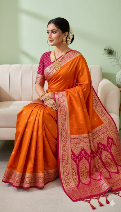 Contrast Bridal Banarasi Saree