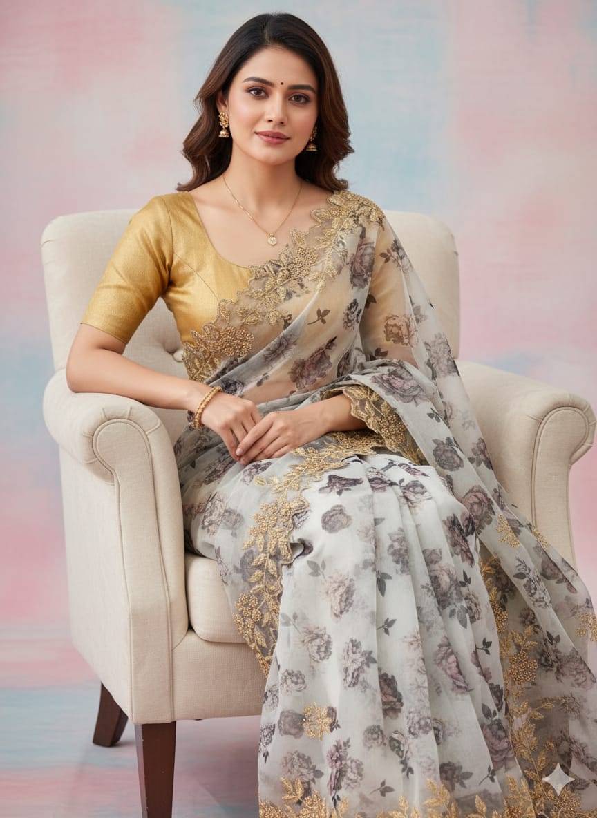 Pure Khadi Organza Saree (D-0311)