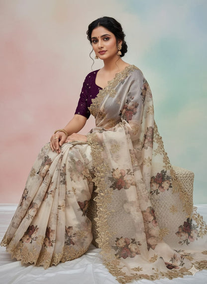 Pure Khadi Organza Saree (D-0311)