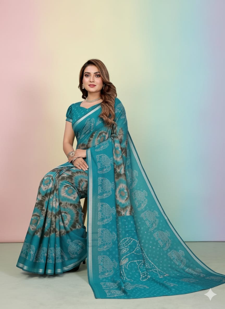 Cotton Saree With Kalamkari Print