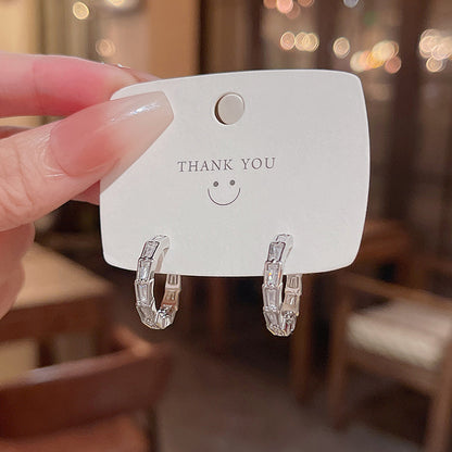 Jewellery Silver Needle Simple Zircon Eardrop Earring