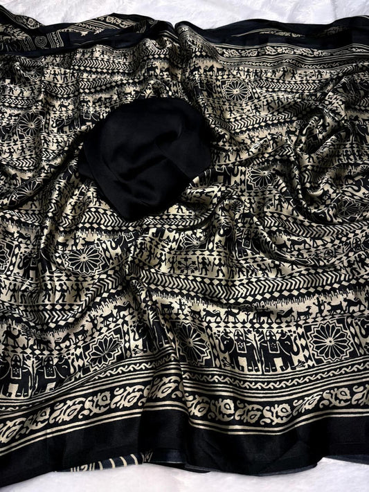 Gaji Silk Ajrakh Saree