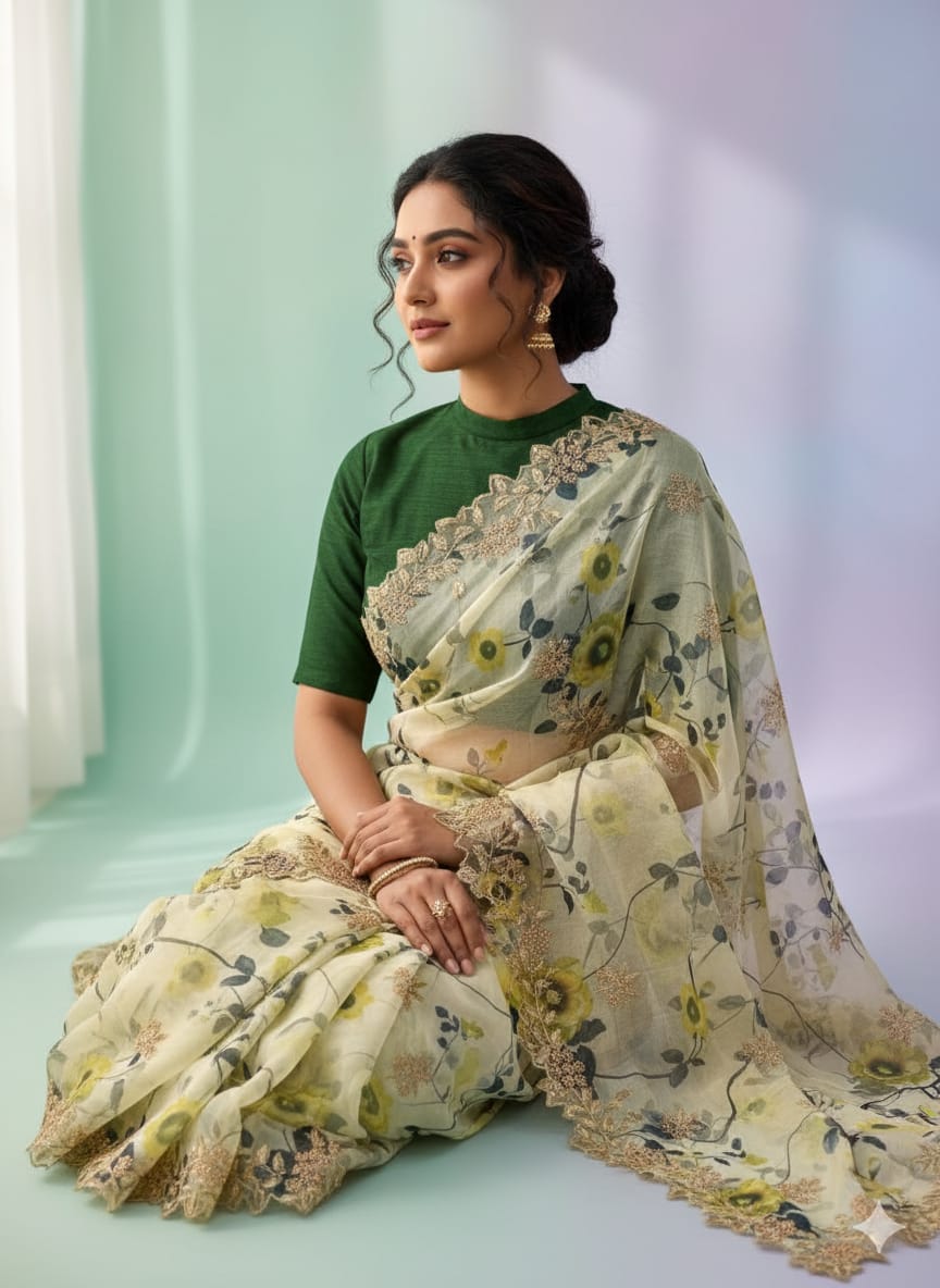 Pure Khadi Organza Saree (D-0311)