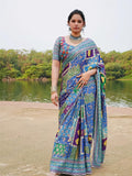 Heavy masakali georgette saree with rajgharana culture digital print and  mirror work