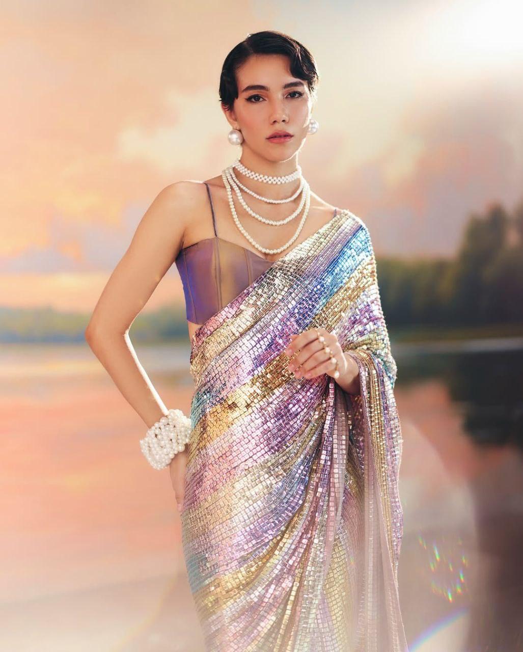FULL HEAVY SEQUINS SAREE WITH WORK AND SOFT SILK BLOUSE