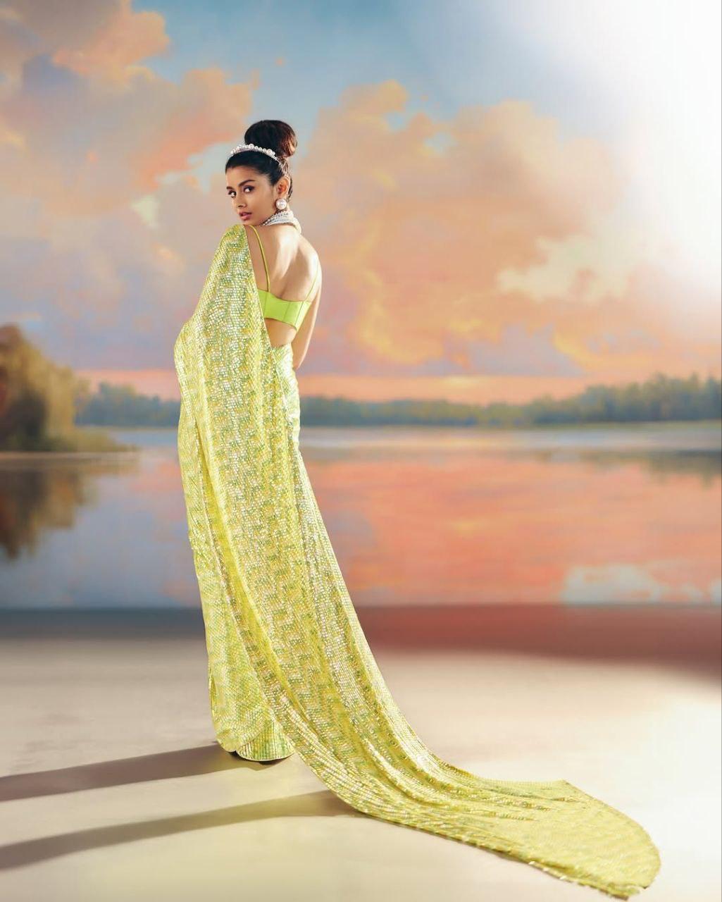 FULL HEAVY SEQUINS SAREE WITH WORK AND SOFT SILK BLOUSE