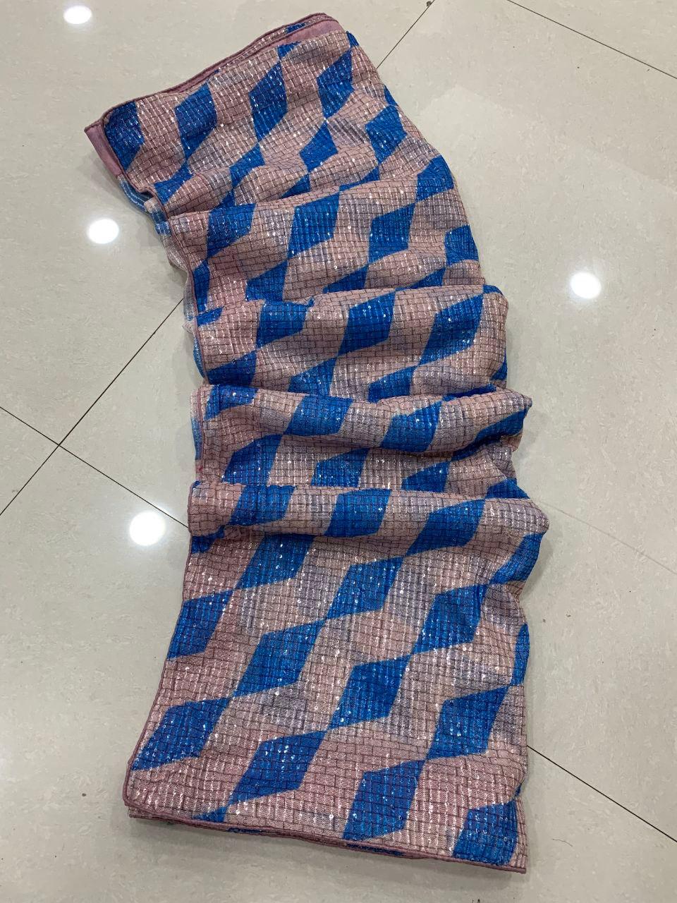FULL HEAVY SEQUINS SAREE WITH WORK AND SOFT SILK BLOUSE