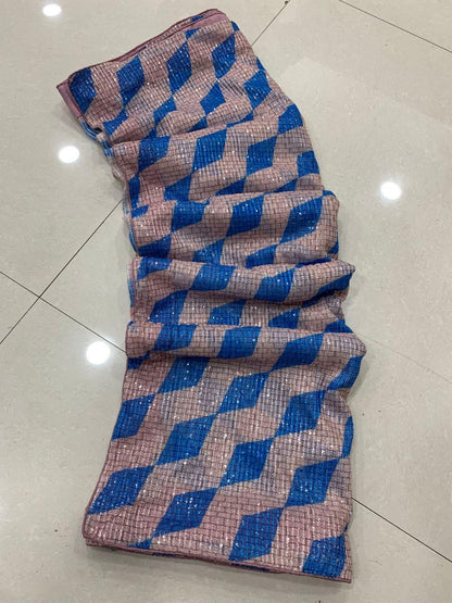 FULL HEAVY SEQUINS SAREE WITH WORK AND SOFT SILK BLOUSE