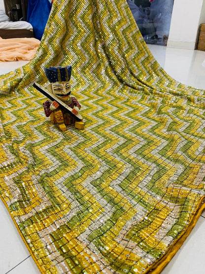 FULL HEAVY SEQUINS SAREE WITH WORK AND SOFT SILK BLOUSE