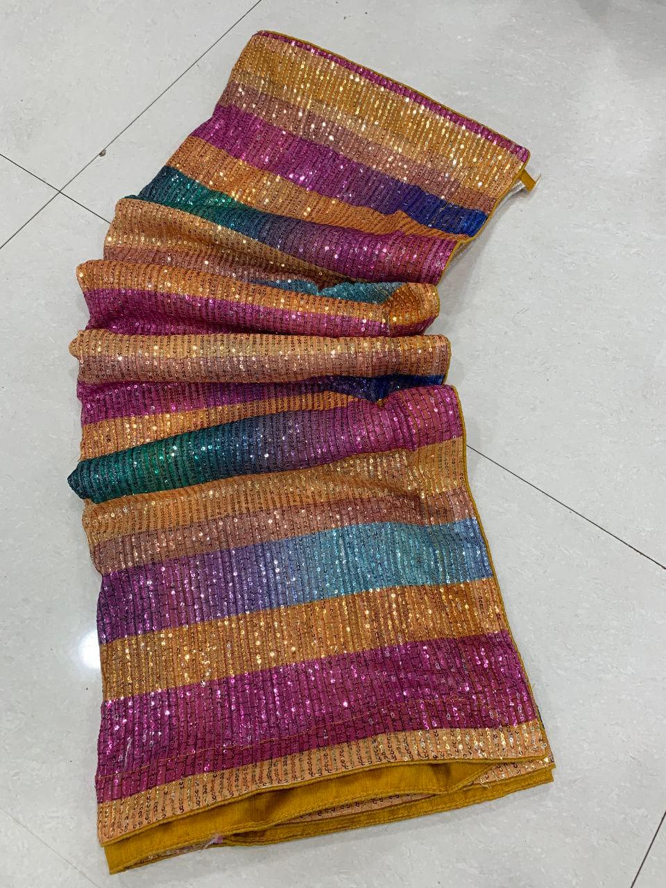 FULL HEAVY SEQUINS SAREE WITH WORK AND SOFT SILK BLOUSE