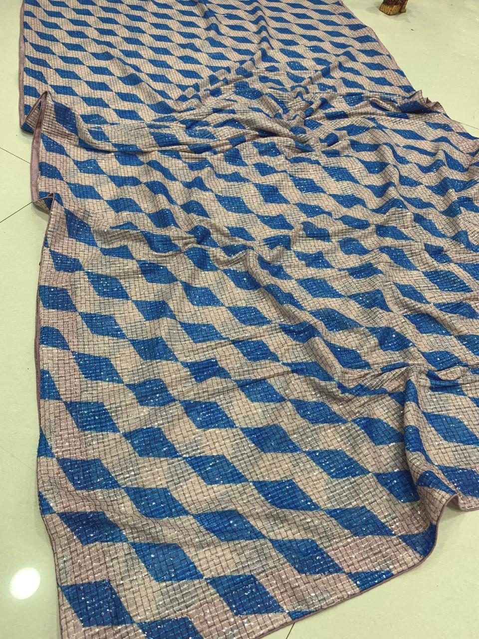 FULL HEAVY SEQUINS SAREE WITH WORK AND SOFT SILK BLOUSE