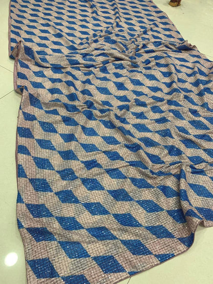 FULL HEAVY SEQUINS SAREE WITH WORK AND SOFT SILK BLOUSE