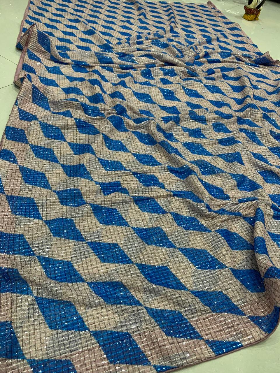 FULL HEAVY SEQUINS SAREE WITH WORK AND SOFT SILK BLOUSE