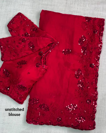 Full Heavy tone to tone Beads & sequins work Saree/Sari