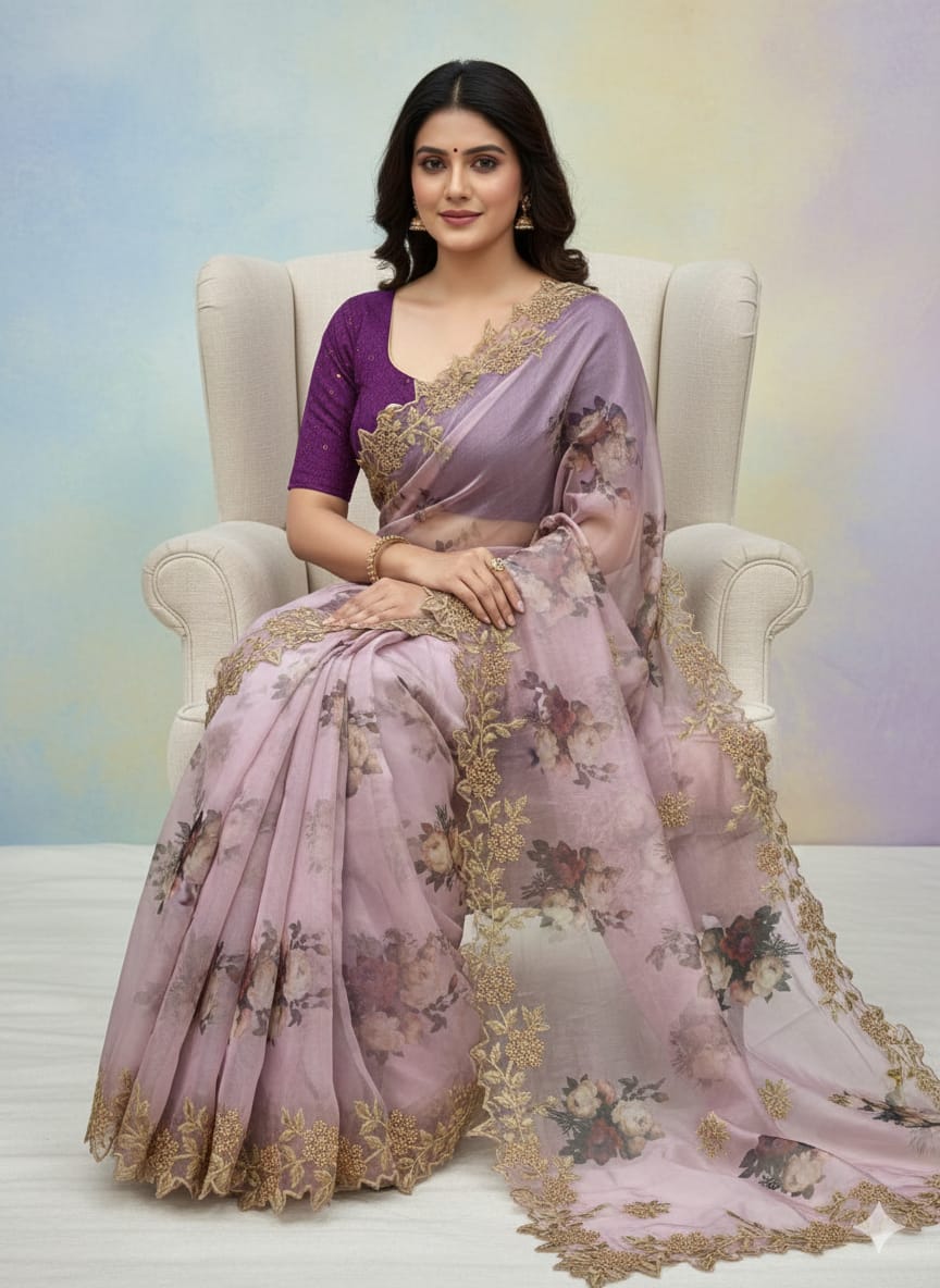 Pure Khadi Organza Saree (D-0311)