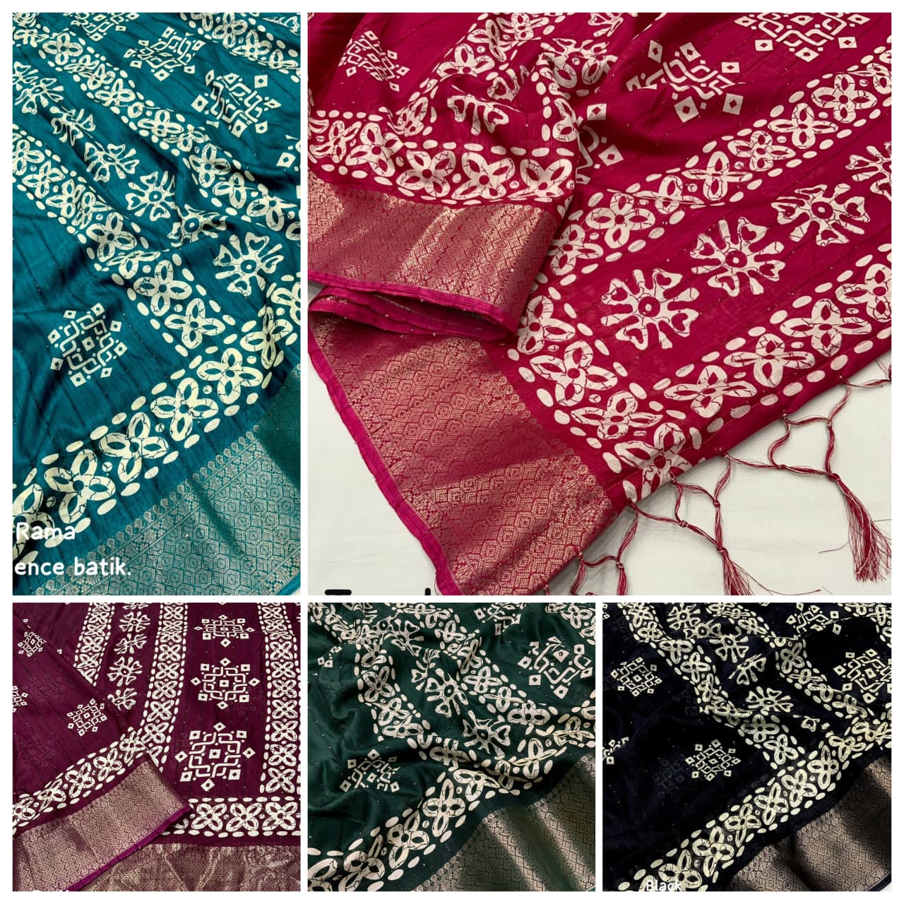 Cotton Crape Sequence Batik Saree