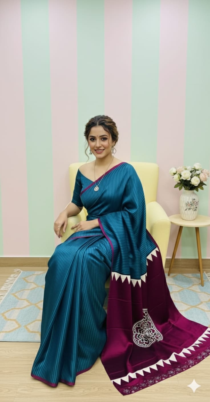 Ajrakh Gajji Bandhej Saree