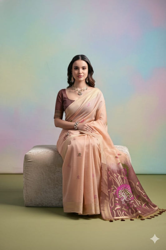 Soft Muga Cotton Saree