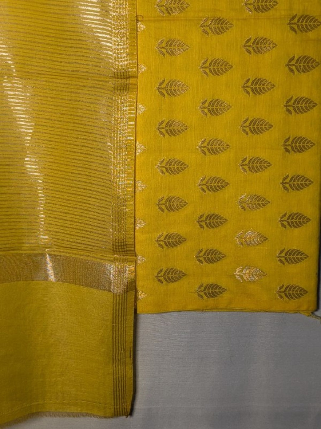 Banarsi Cotton Silk 3pc Unstitched Suit Zari Weaving Suit