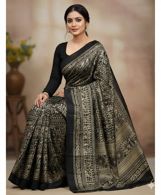 Gaji Silk Ajrakh Saree
