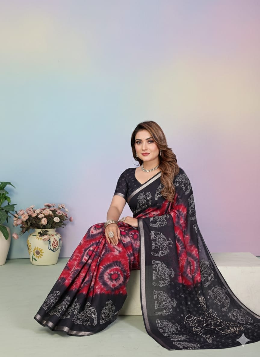 Cotton Saree With Kalamkari Print