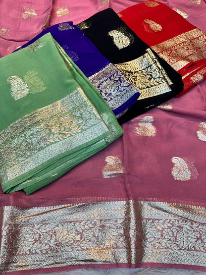 Viscose Georgette Saree With Running Blouse ( J-0709 )