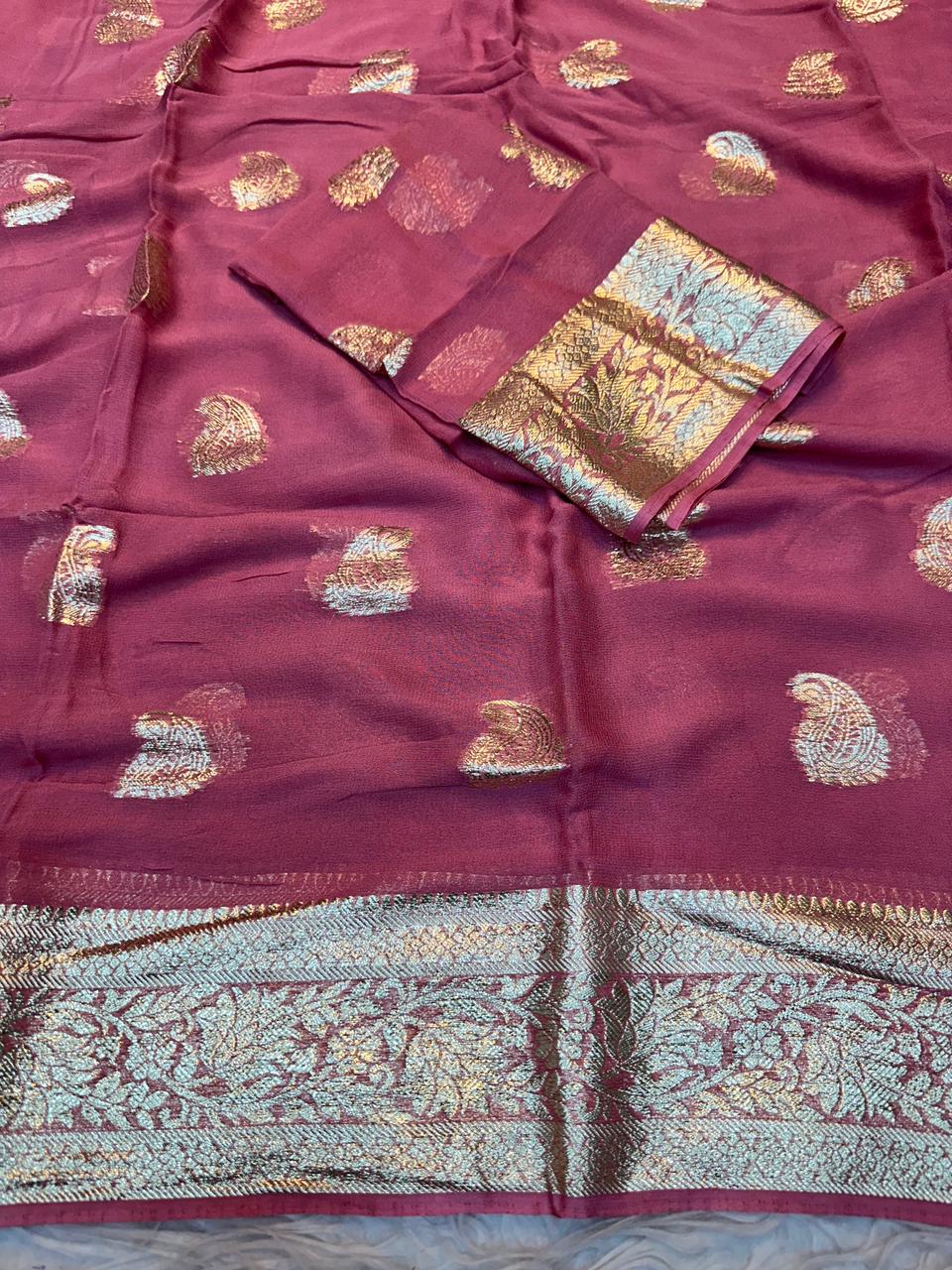 Viscose Georgette Saree With Running Blouse ( J-0709 )