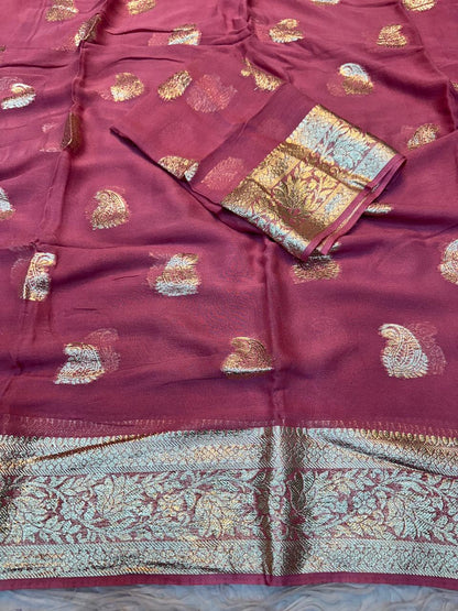 Viscose Georgette Saree With Running Blouse ( J-0709 )