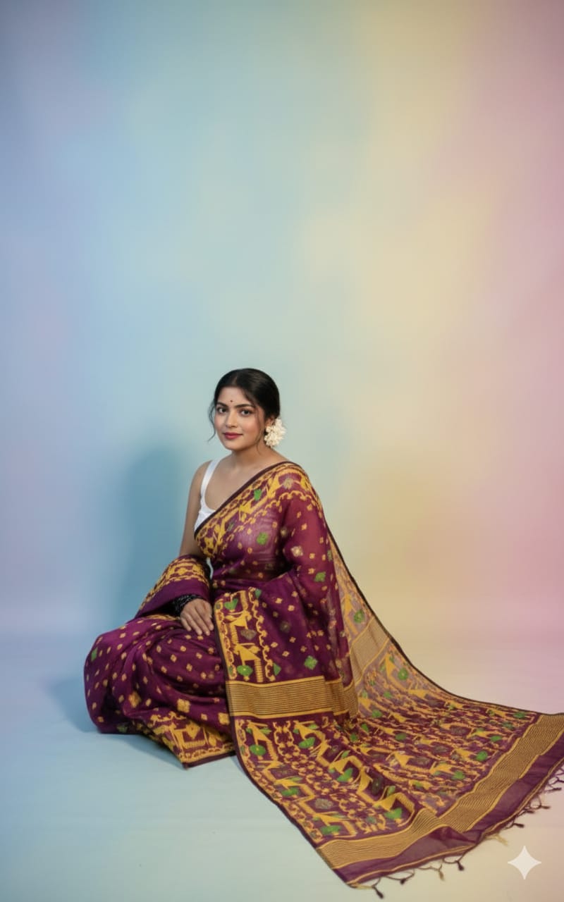 Premium Resham Dhakai Jamdani Saree
