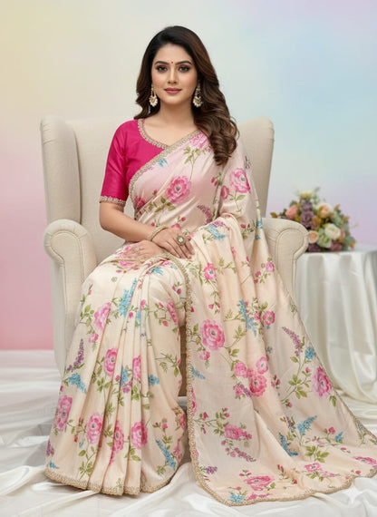 Smooth Chinnon Digital Saree