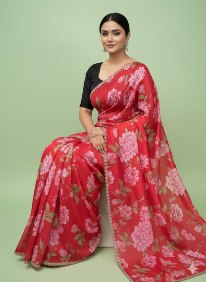 Smooth Chinnon Digital Saree