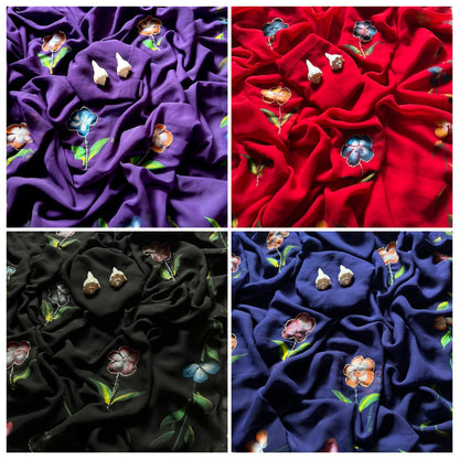 Handpaint Saree With Cut Dana Handwork