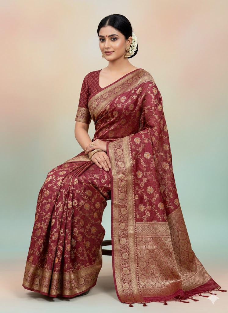 Banarasi Dyeable Semi Dupion Saree